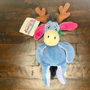 VTG The Disney Store Winnie the Pooh Reindeer Eeyore Plush Bean Bag NEW with Tag